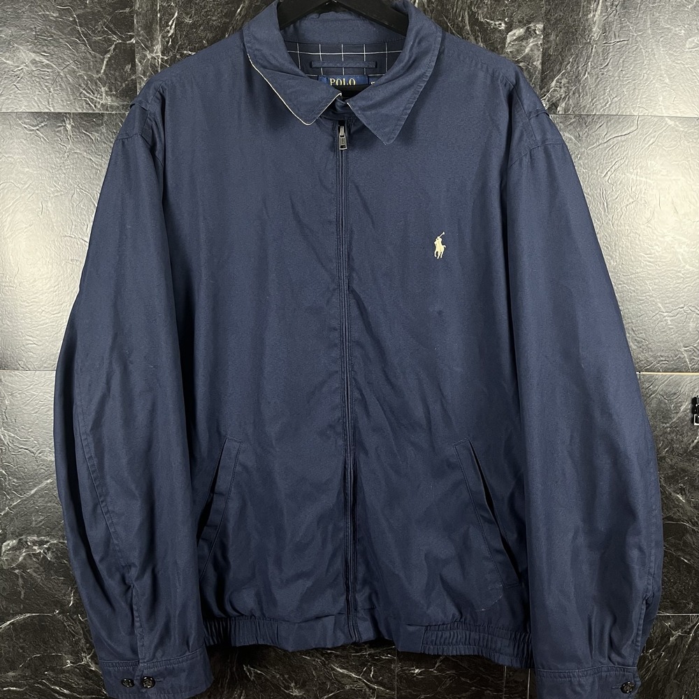 Polo Ralph Lauren Men's Blue Bi Packable Harrington Jacket 2XL -Flaws